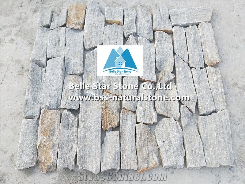 Grey Mixed Rustic Quartzite Landscaping Wall Stone