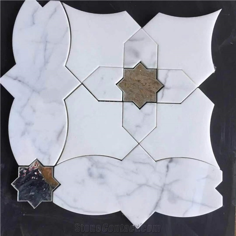 Eastern White +Brown Flower Marble Mosaic Tile