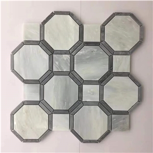 Eastern White +Grey Hexagon Marble Mosaic Tile