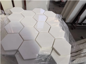 Thassos White Marble Hexagon Mosaic Tile Polished