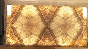 Beige Onyx Slabs Tiles China Yellow Bookmatch