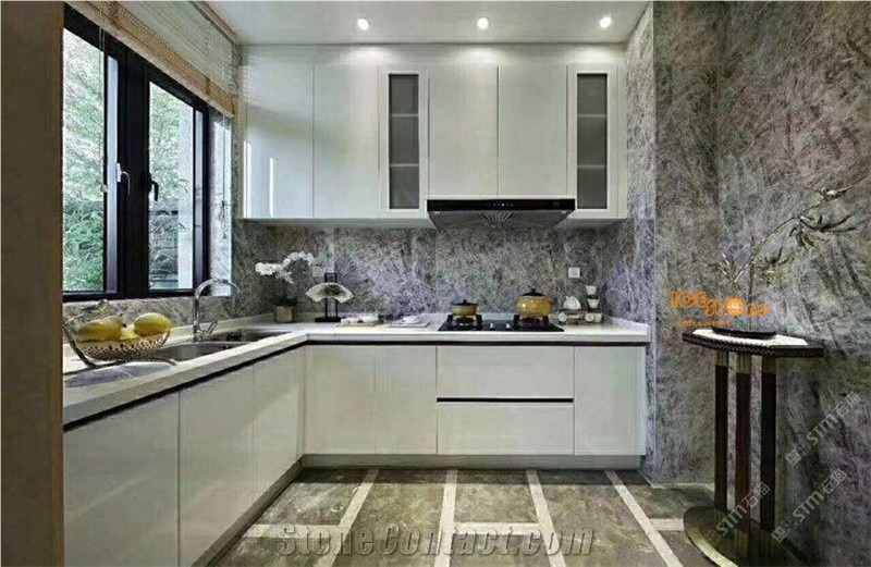 China Silver Fox Alps Grey Marble Tiles Own Quarry