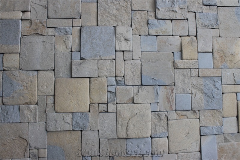 Beige Grey Limestone Stone Wall Cladding in Bali