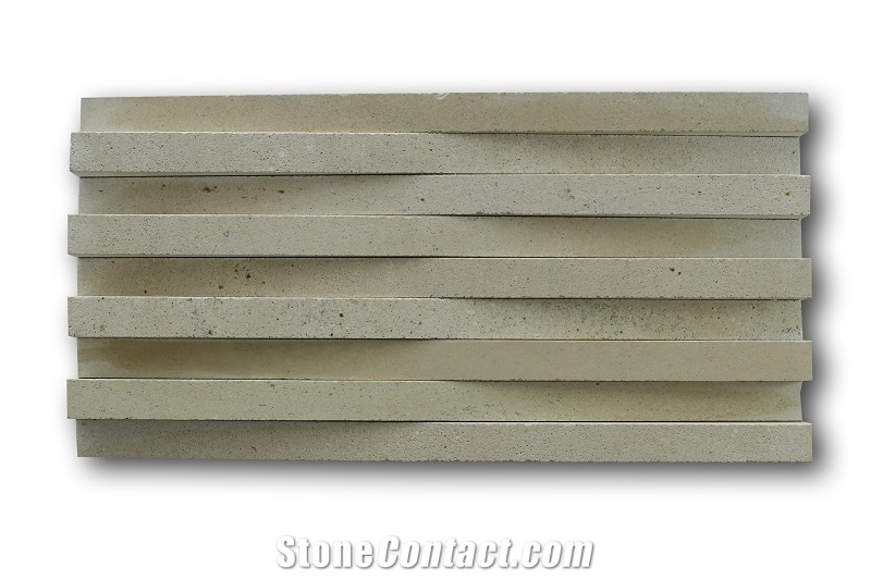 Classic White Limestone Linear Cut Wall Cladding Panels