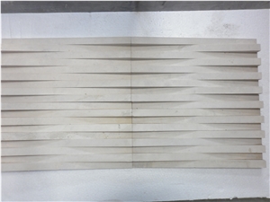 Classic White Limestone Linear Cut Wall Cladding Panels