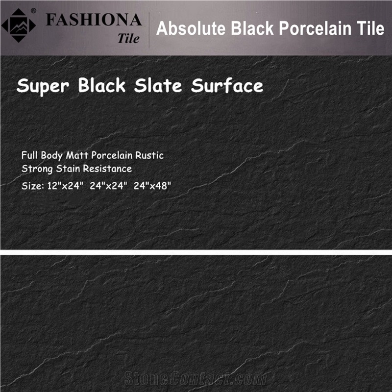 Absolute Black Slate Porcelain Tile
