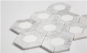 Bianco Carrara Hexagon Waterjet Marble Mosaic Tile