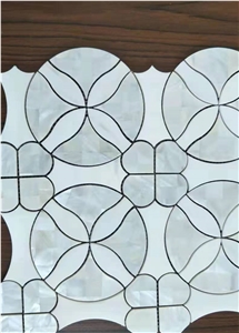 Waterjet Marble Mix Shell Flower Mosaic Pattern