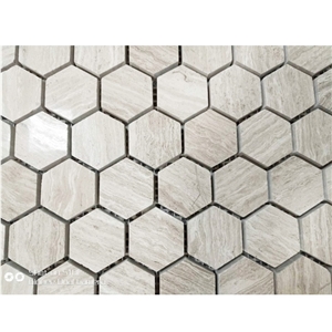 Wooden Grey Grain Hexagon 25mm Marble Mosaic