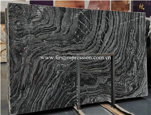 Black Marble Slabs for Cladding/Silver Wave Stone