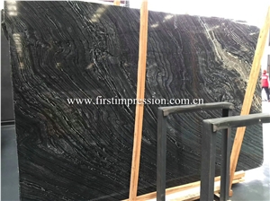 Cheap Antique Marble Slab/Silver Wave Black Marble
