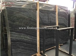 China Antique Marble Slab/Silver Wave Black Marble
