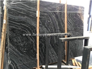 China Antique Marble Slab/Silver Wave Black Marble