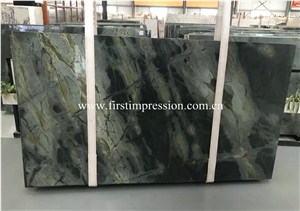 China Peakcock Verde Green Marble Slabs