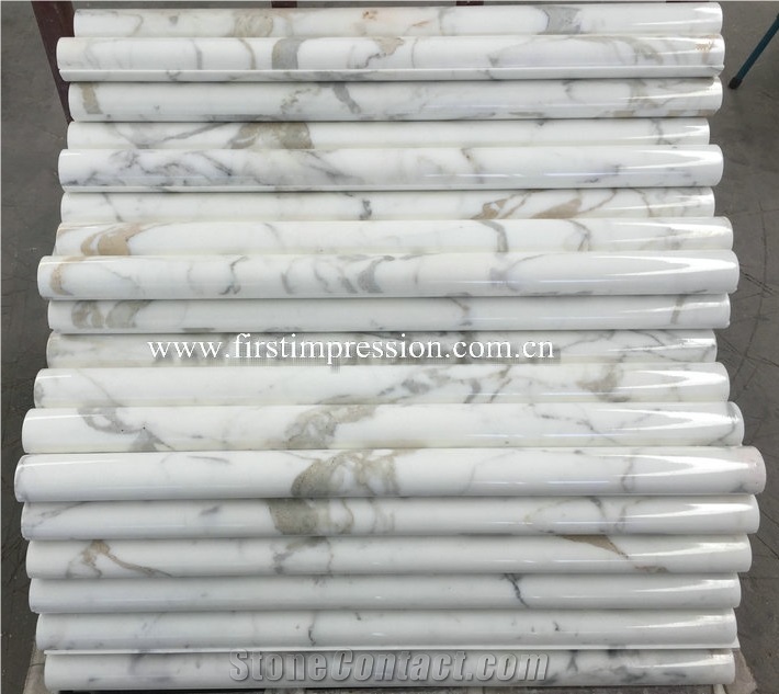 High Quality Calacatta White Marble Stone Column