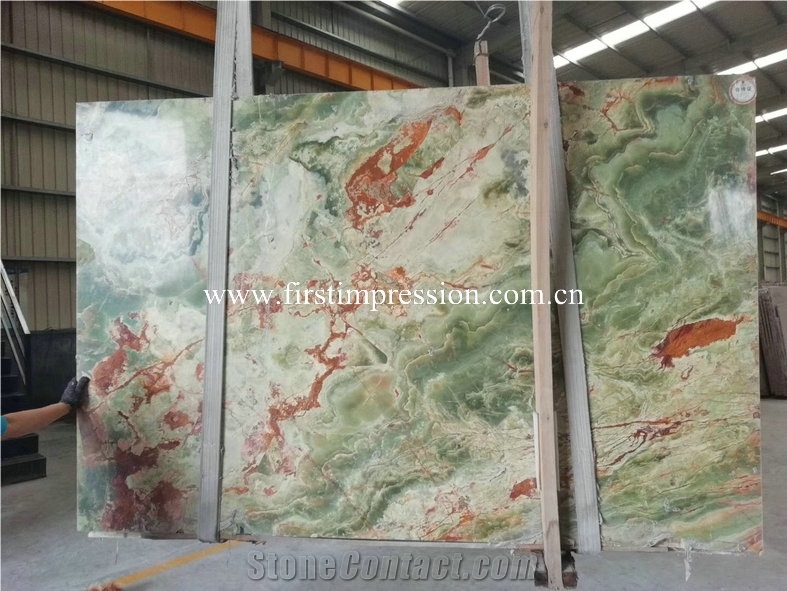 New Polished Ancient Green Onyx Slabs for Cladding