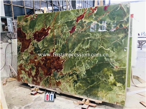 New Polished Ancient Green Onyx Slabs for Cladding