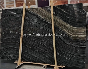 Popular Silver Wave Black Marble Tile for Flooring