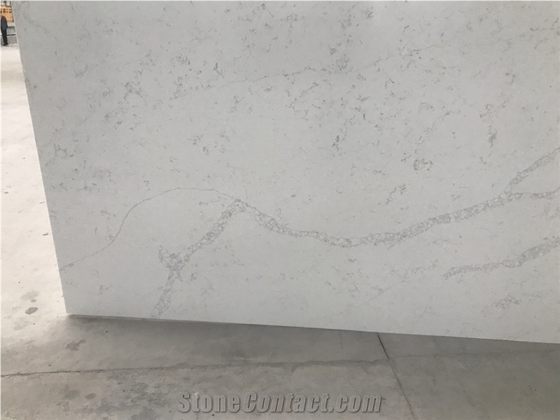 Calacatta White Quartz Stone Slabs for Bathroom