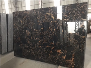 China Black Portoro Gold Marble Stone Flooring