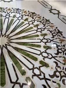 Ming Green Water Jet Marble Medallion Floor Tiles