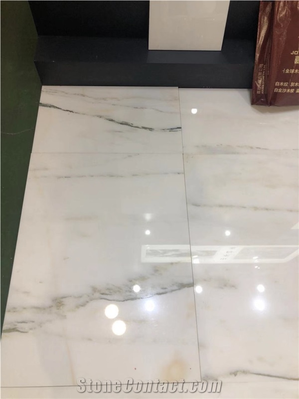 Oriental White Jade Marble Tile Bathroom Floor