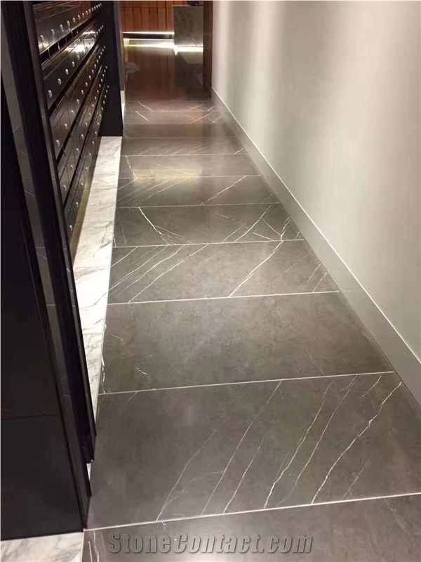 Pietra Grey Honed Marble Tile Floor Patterns