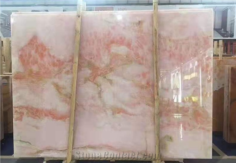 Polishing Red Pink Onyx Slabs Tiles for Floor Wall