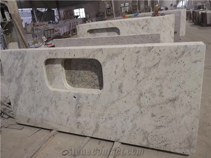 Polished White Andromeda Granite Kitchen Tops