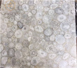 Natural Semi Precious Stone, White Agate Tiles