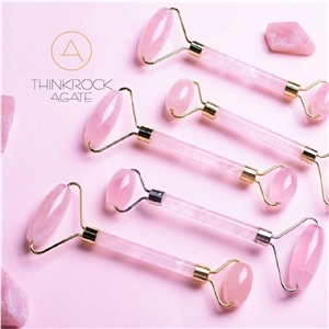 Pink Agate Face Massage Stick, Semiprecious Stone
