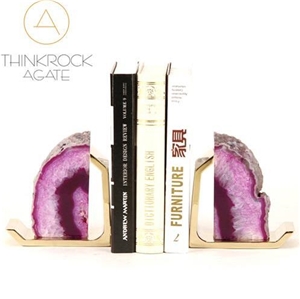 Polished Pink Agate Semi-Precious Bookends