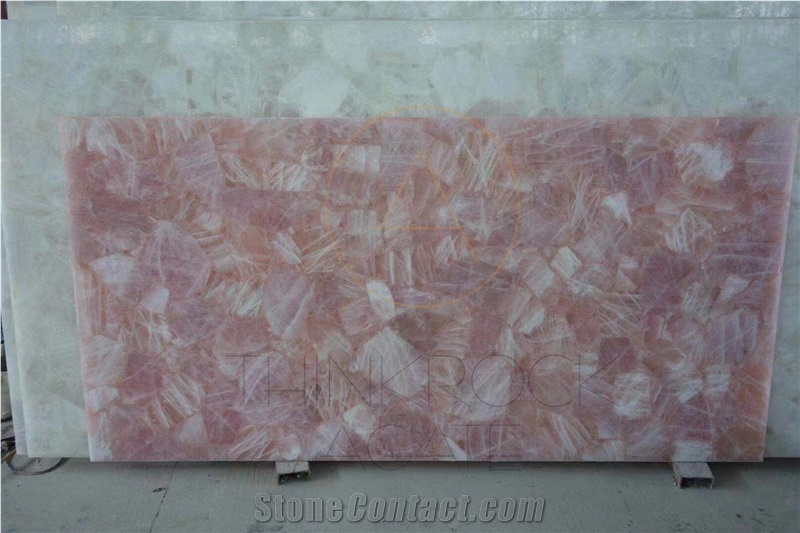Semiprecious Stone Pink Crystal Luxury Stone Wall