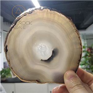 White Agate Coasters Golden Edge Cup Mats