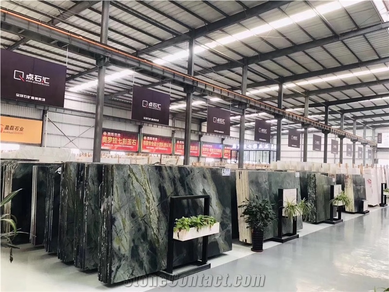 China Peacock Green Slabs Tiles for Interior Wall
