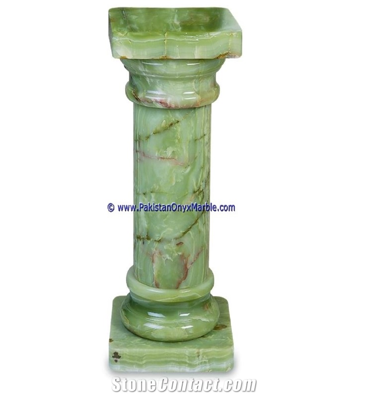 Afghan Green Onyx Pedestals Hand Carved Pillars