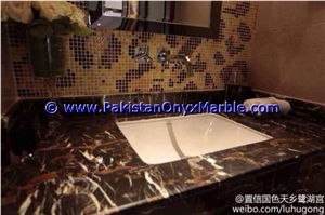 Black Gold Marble Commercial Bath Tops for Sinks Black and Gold