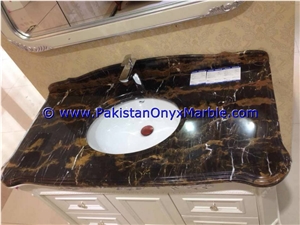 Black Gold Marble Commercial Bath Tops for Sinks Black and Gold