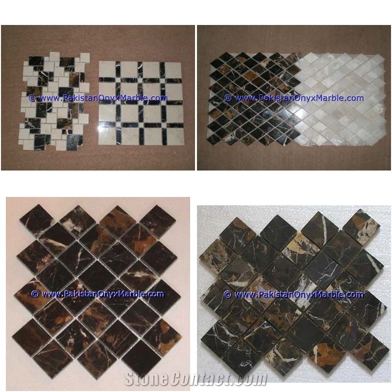 Black Gold Marble Mosaic Tiles