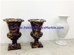 Black Gold Marble Planters Decorated Black and Gold