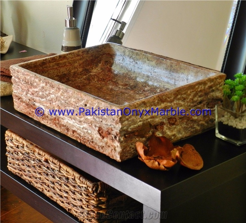 Brown Onyx Rough Face Rectangle Shaped Sinks