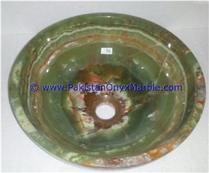 Dark Green Onyx Round Bowl Vessels Sinks