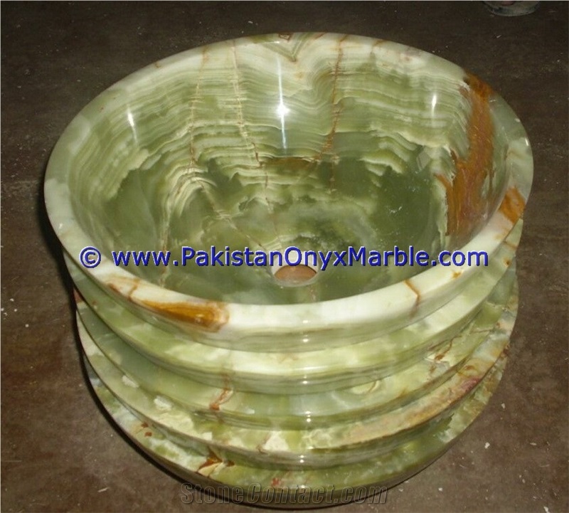 Dark Green Onyx Round Bowl Vessels Sinks