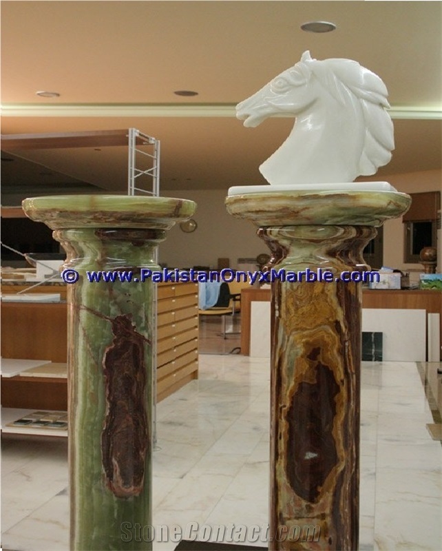 Green Onyx Columns Hand Carved Pillars