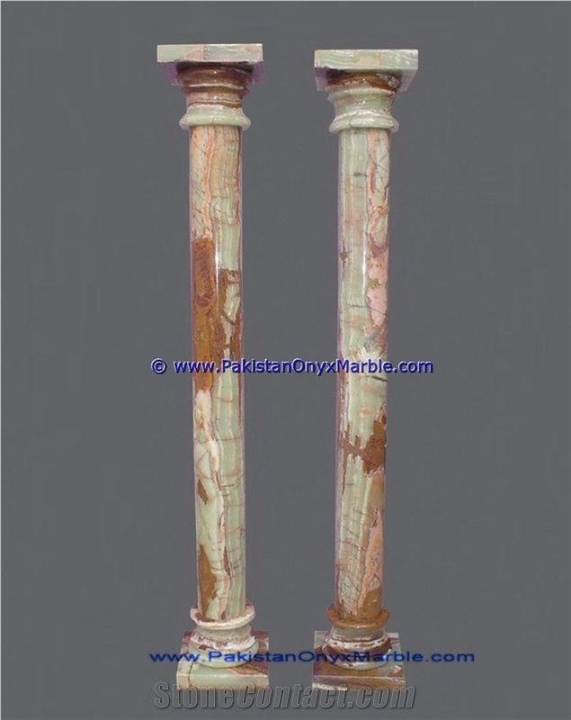 Green Onyx Columns Hand Carved Pillars