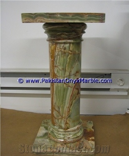 Green Onyx Pedestals Hand Carved Pillars