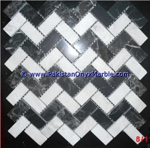 Jet Black Marble Mosaic Tiles Jet Black Basket Weave