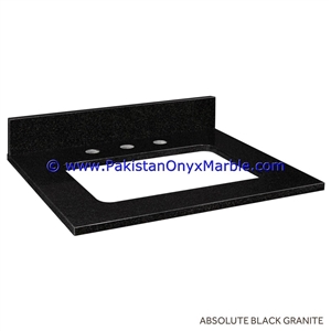 Jet Black Marble Vanity Top for Rectangular Sinks Jet Black