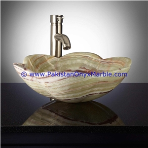 Light Green Onyx Flower Shaped Sinks Basins Collection