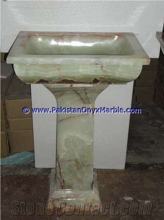 Light Green Onyx Pedestals Barrel Column Stand Sinks Basins